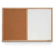 UNITED VISUAL PRODUCTS Wood Combo Board, 72"x48", Light Oak/White Porcelain & Cobalt UVDECORK7248OAK-LTOAK-WHTPORC-COBACC
